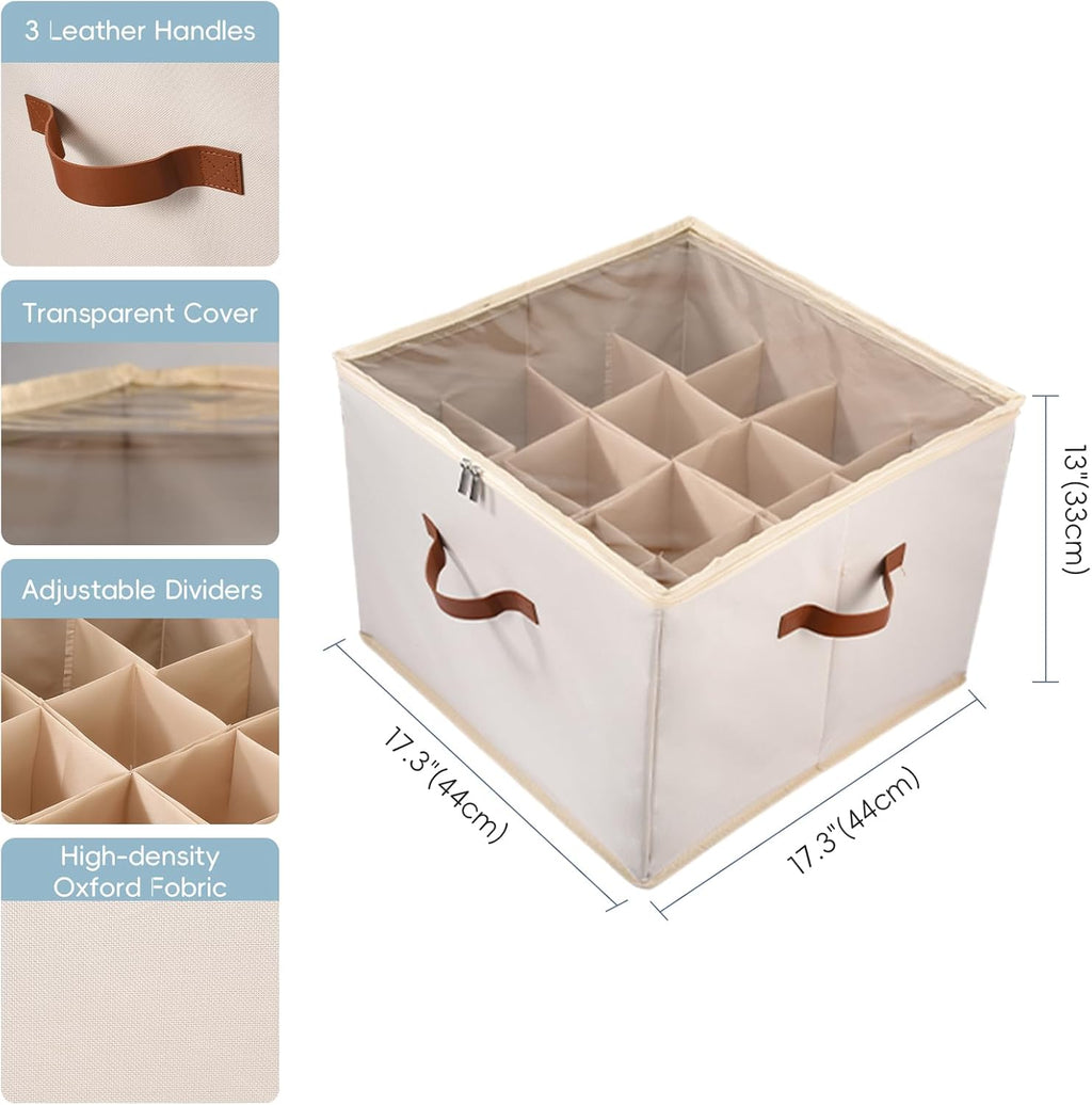 𝐌𝐄𝐂𝐈𝐍𝐅𝐔𝐋 Shoe Storage Organizer 2 Pack, Fabric Stackable Shoe Box with Clear Lid & Adjustable Dividers, Foldable Closet Organizer Fits 16-32 Pairs, Dustproof for Bedroom Entryway