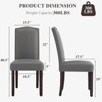 LSSBOUGHT PU Dining Chair, Kitchen Chair with Copper Nails and Solid Wood Legs for Dining Room,Restaurant (Light Grey, 2PCS)