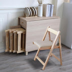 Wood Drop Leaf Folding Dining Table with 2 Drawers and 4 Wheels, Wooden Padded Chairs Set of 4, Space Saving Dining Table with 4 Chairs