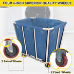 Laundry Cart Commercial,10 Bushel (350L) Large Industrial Rolling Laundry Hamper with 4 Inch Wheels,Home Heavy Duty Laundry Baskets with Stainless Steel Frame, 286 LBS Load,10 Support Tubes