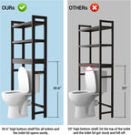 Homykic Over The Toilet Storage, Bamboo 3-Tier Over-The-Toilet Space Saver Organizer Rack, Stable Freestanding Above Toilet Stand with 3 Hooks for Bathroom, Restroom, Laundry, Espresso