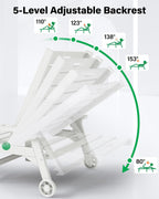 YEFU Lounge Chair Outdoor Set of 2, HIPS Chaise Lounge Outdoor, White | Lounge Chair with Wheels & Cup Holder, 5-Level Adjustable Backrest,Weather Resistance, Easy to Assemble, For Patio/Beach/Pool