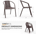 VINGLI Plastic Stackable Patio Chairs, Set of 4, Brown