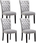 Velvet Dining Kitchen Chair Set of 4, Parsons Upholstered Dining Room Chair, Wood Accent Chair with Nailed Trim, Grey