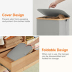 Lifewit 100L Laundry Basket with Lid, Clothes Hampers for Laundry with Bamboo Handles and A Removable Laundry Bag, Large Foldable Hamper for Bedroom, Bathroom, Dorm, Laundry Room, Silver Grey