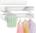 Wall Mounted Drying Rack for Laundry 19.8'', Folding Drying Rack Clothing Wall Mount with 3 Rods, Space Saving for Indoor Outdoor Bathroom Balcony (White, 19.8'')