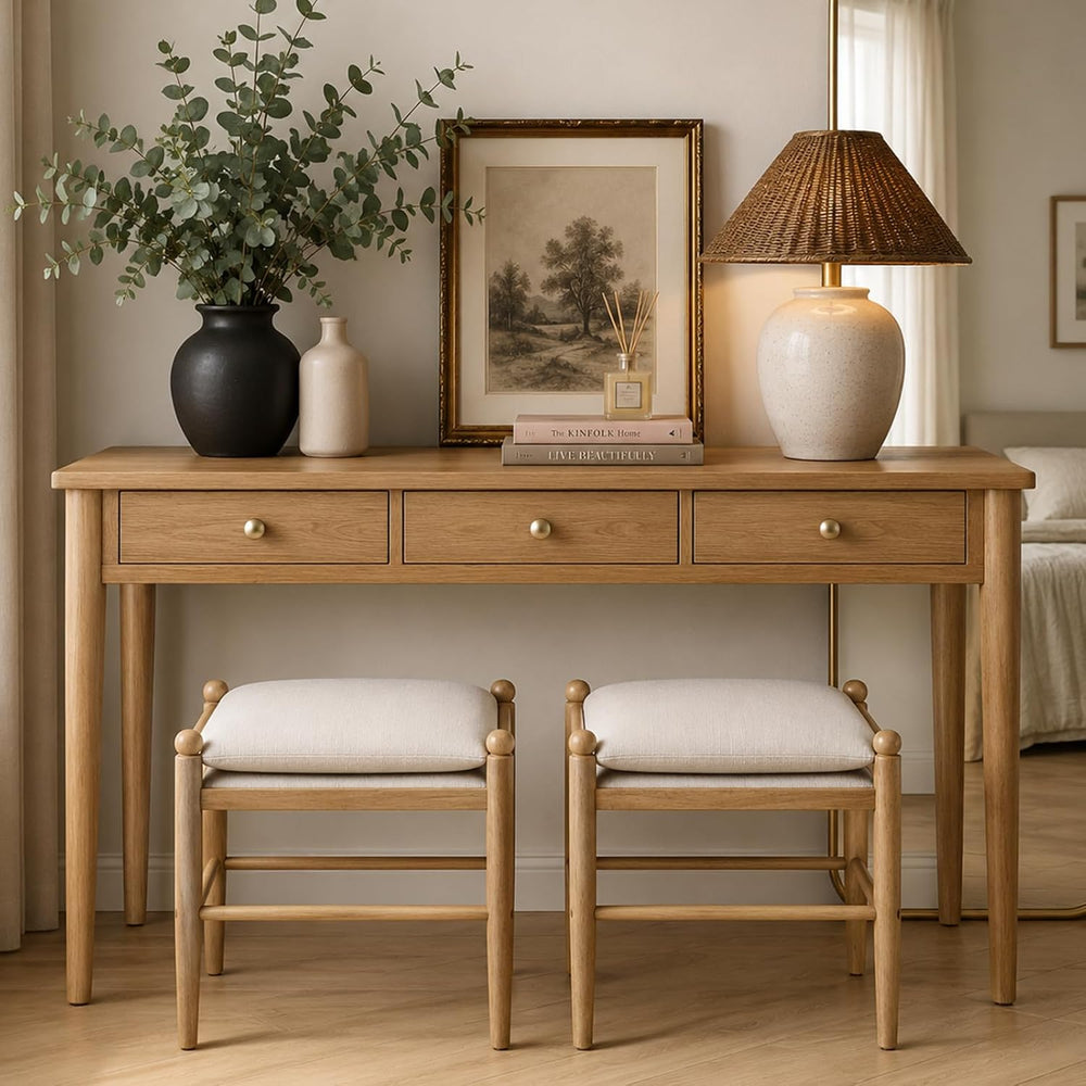Kmax Ottoman Bench, 19 Inch Tall Vanity Chairs No Wheels, Upholstered Ktichen...