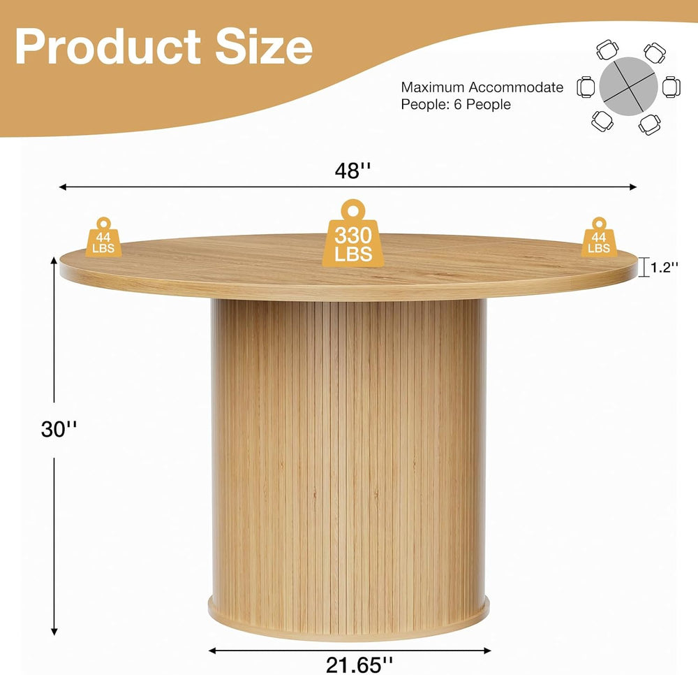 HOMMPA 48'' Round Dining Table for 4-6 Kitchen Table Circle Dinner Ta...
