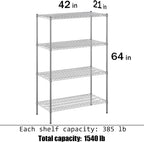 21" Deep x 42" Wide x 64" Height Wire Shelving Kit | 4-Tier | NSF Commercial Storage Rack Unit