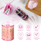 4 Pack Qtip Holder,Canister Apothecary Jar Set, Bathroom Jars with Lids Set for Cotton Swabs, Balls, Pads, Floss Picks,10oz-12oz Plastic Canisters Restroom Bedroom Vanity Organizer(Pink)