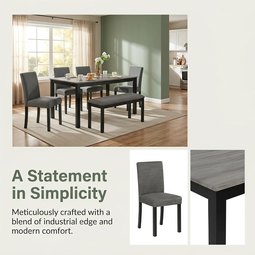 NicBex 6 Piece Farmhouse Dining Table Set, Wooden Dinner Table Set for 6, 58....