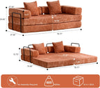 ZEIINPA Convertible Floor Sofa Bed with Fixed-Shape Frame, Modular Chenille Folding Mattress Couch with Armrest, Floor Sofa Lounge Couch for Living Room Bedroom Lounge Studio,Burnt Orange