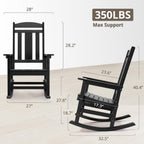 LUE BONA Rocking Chair Outdoor, Weather Resistant Poly Plastic Rocker Chairs, 350lb Heavy Duty, Oversized Porch for Adult, High Back Smooth Chairs Outdoor & Indoor, Black