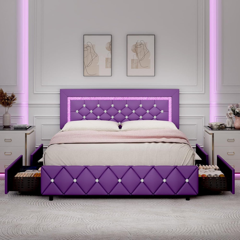 BarnFurin Full Size Bed Frame with Headboard, Faux Leather Upholstered Bed wi...