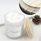 3PCS Modern 13.53oz Transparent Bathroom Canisters with 12 Labels & Wooden Lid Thick Glass Jar Set Qtip Holder for Cotton Ball & Pads Storage Organization Minimalist Decor