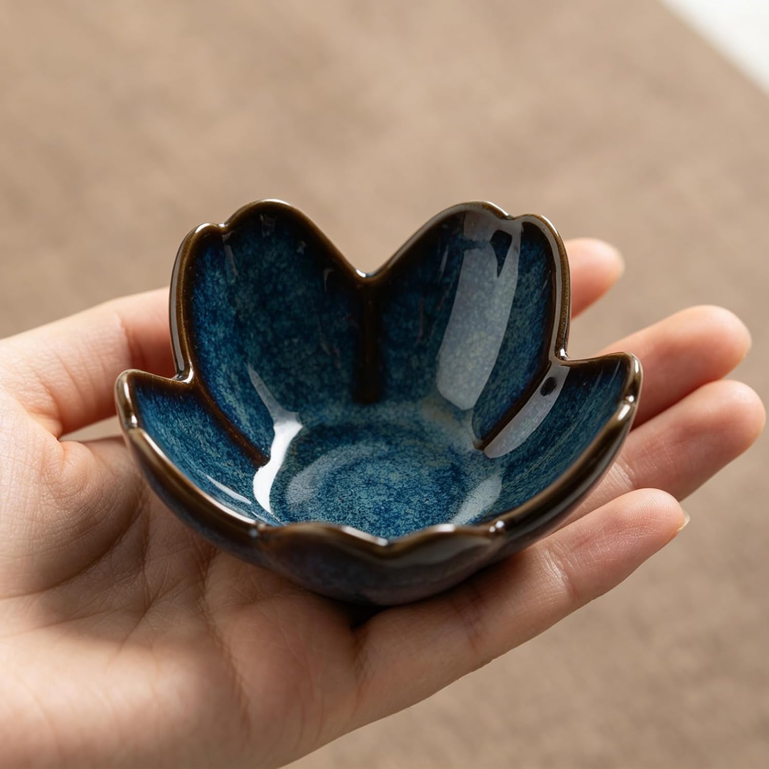 Floral Ceramic Jewelry Tray, 3.5" Ring Holder Trinket Bowl | Petite bowl keeps rings, earrings, keys, and keepsakes visible on vanities or dressers, making a sweet gift for women