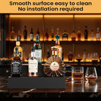 B4Life 2 Tier Liquor Bottle Display Shelf, Bar Bourbon Shelf for Whiskey, Wine Countertop Whiskey Rack Stand, Space-Saving Small Liquor Cabinet for Home, Bar, Party (Wood Bar Shelf Black-1)