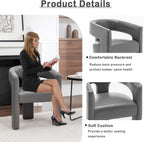 Modern Barrel Dining Chair, Comfy Faux Leather Upholstered Chairs with Open-Back, Assembled Vanity Chair, PU Leather Accent Chair Side Armchair for Dining Room, Kitchen, Living Room（Grey）
