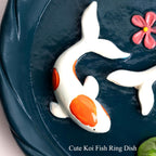 Koi Fish Ring Dish, Decorative Jewelry Tray & Key Bowl | Resin Tray, Trinket Catch-All Plate, Wedding/Engagement Ring Holder, Entryway Table Key Dish, Koi Fish Decor Gift for Women