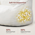 Relefree 70.9" Modern Loveseat Sofa,Oversized Bean Bag Chairs for Adults,Plush Modern Boneless Loveseat,Bean Bag Couch for Reading,Mini Small Couches for Living Room,Bedroom,Apartment,Cream White