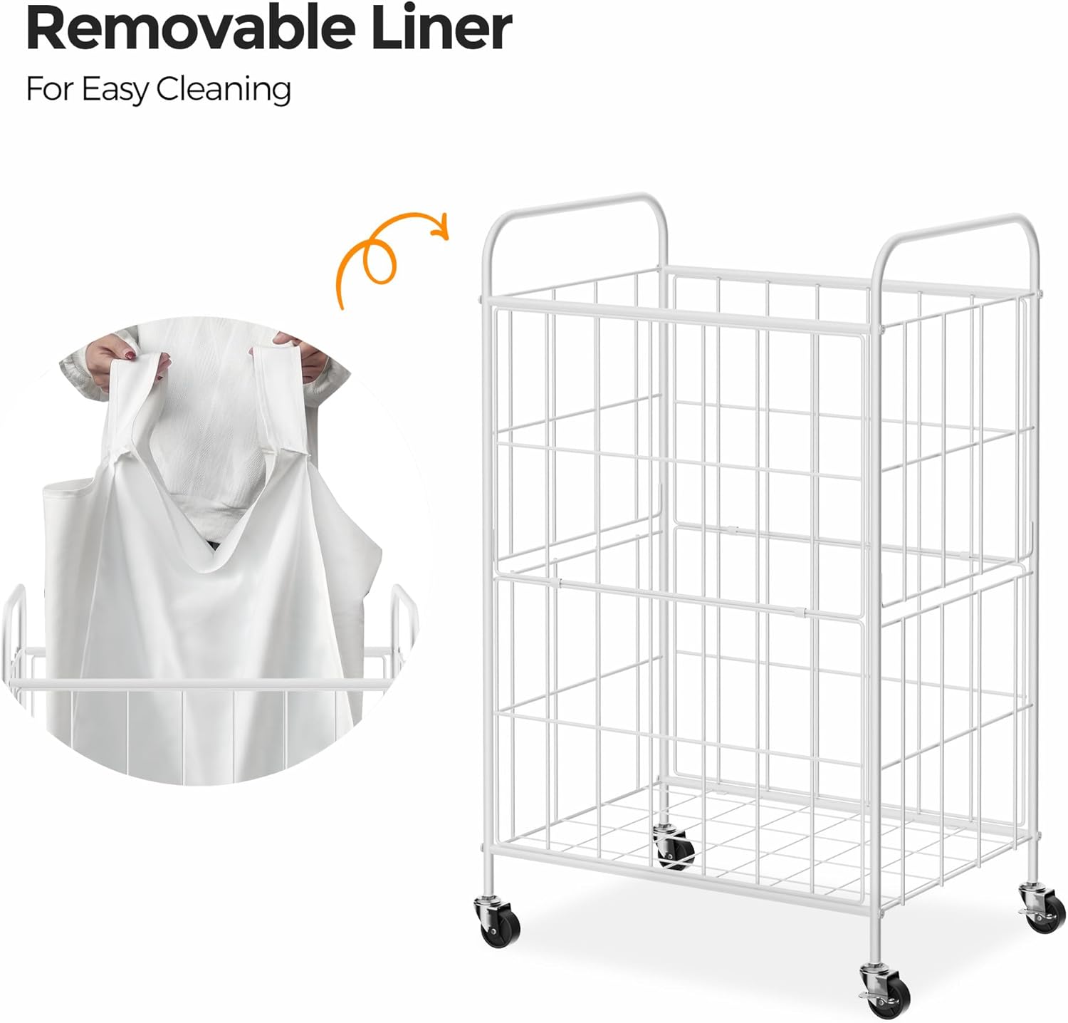 Laundry Hamper with Wheels, 90L Laundry Basket with Handle, Laundry Sorter with Removable Liner Bag