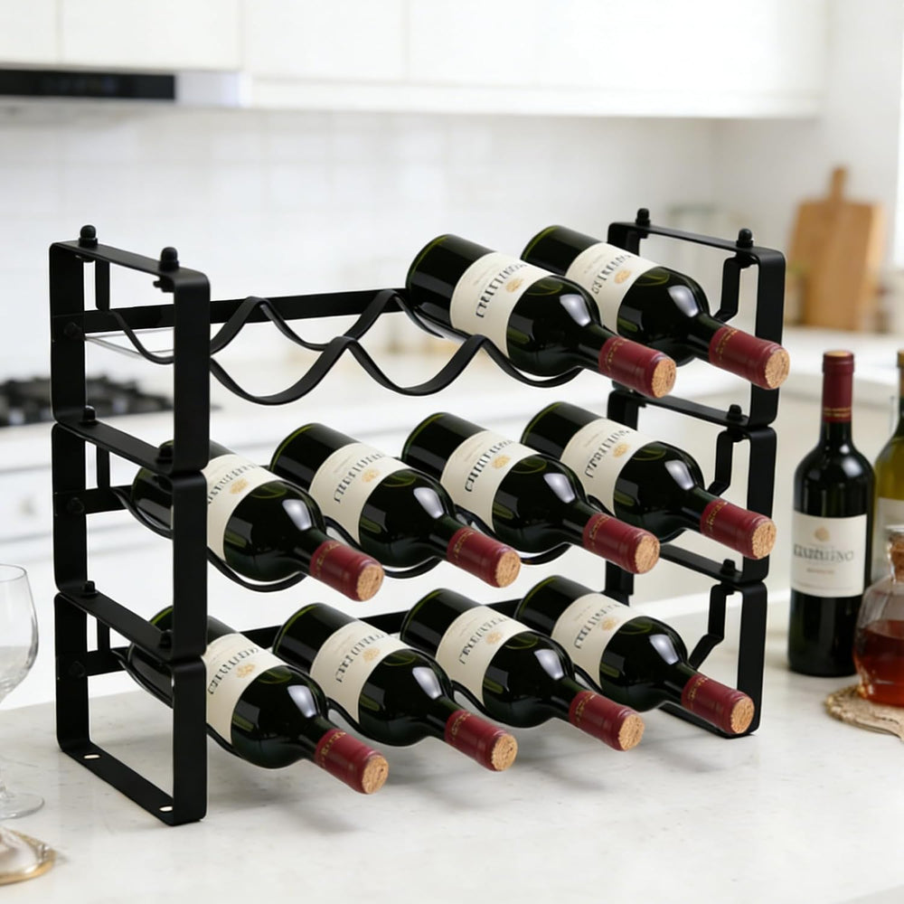 Wine Rack for Countertop – Stackable Freestanding Bottle Organizer for Kitche...
