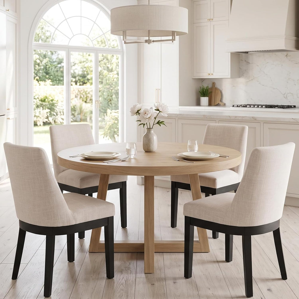 RIVOVA Upholstered Dining Chairs Set of 6, Modern Wooden Dining Room Chair Li...