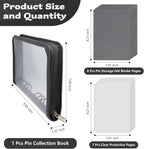 Enamel Pin Display Book Pin Collection Binder Holder Trading Book with 8-Page Display Boards A5 Brooch Pin Storage Organizer Binder Album for Travel Collectors (Dark Grey)