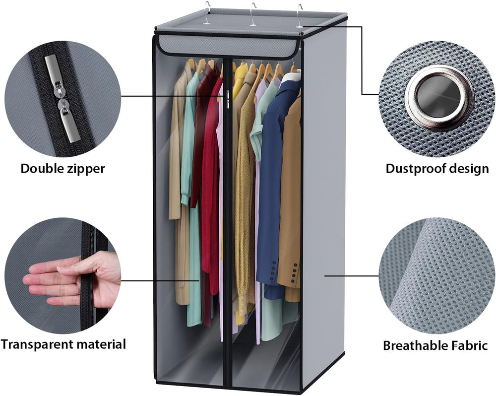 Univivi Garment Bags for Hanging Clothes, Cloth Bag 40 In, 2 PCS, Grey | Larg...