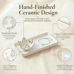 Mystic Touch Ceramic Jewelry Dish with Flower Ring Holder [Golden Trim]