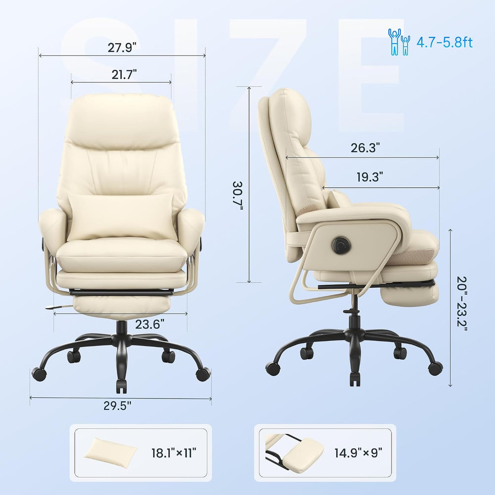FLEXISPOT 2-in-1 Chaise Lounge Chair Indoor with Wheels Footrest 90-165° Recl...