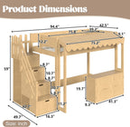 Twin Size Wood Loft Bed with Storage Stairs and Pretend Store Counter (Twin)