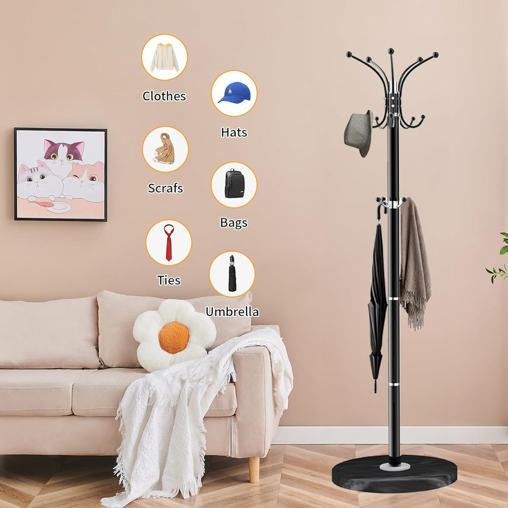 ZOZOE Metal Coat Rack Stand, Modern Coat Rack Freestanding with Natural Marbl...