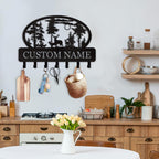Personalized Key Holder for Wall, Custom Metal Deer Cabin Key Hooks with Name, Metal Key Holder Hooks Organizer Rack, Key Hanger Decor for Kitchen, Entryway, Hallway, Office, Doorway