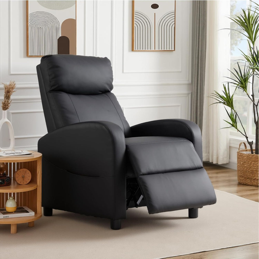 Sweetcrispy Recliner Chair PU Leather Recliner Sofa No Massage, Home Theater ...