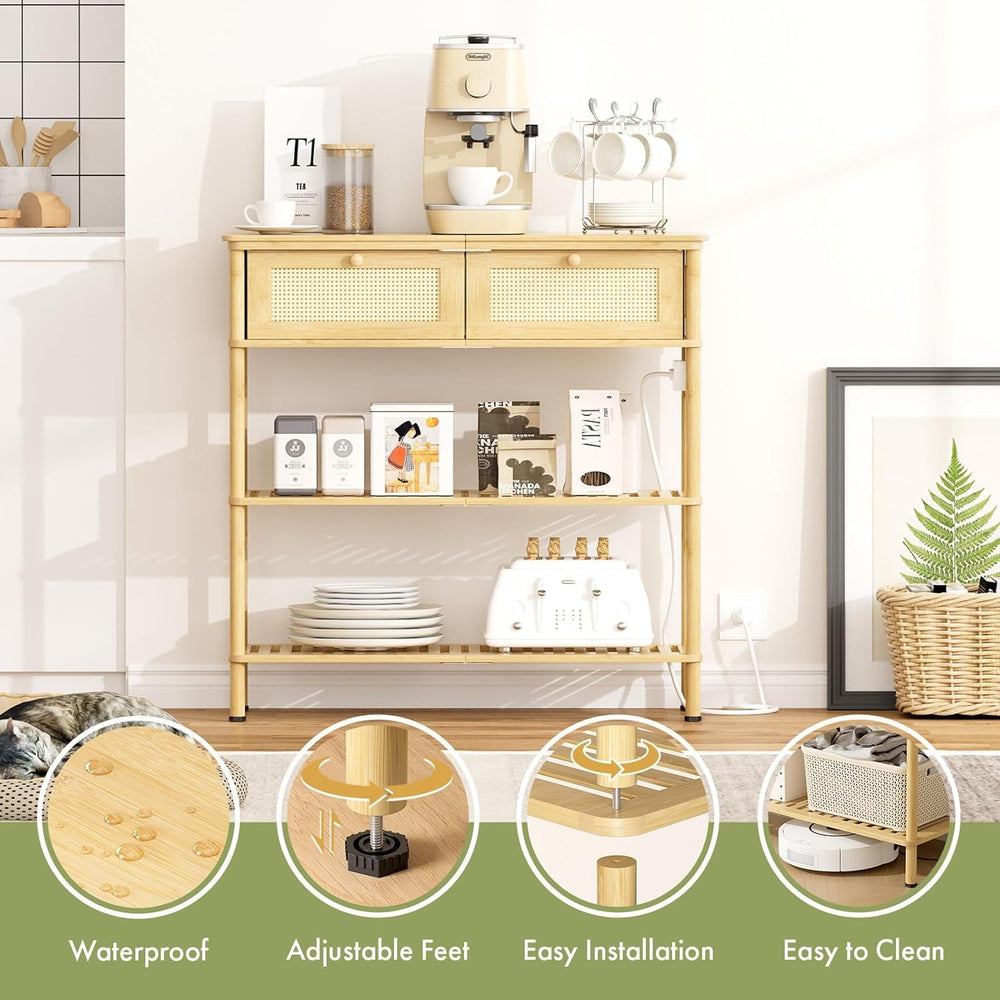 Entryway Table Sofa Console Table, Bamboo Small Entry Way Table with Drawers ...
