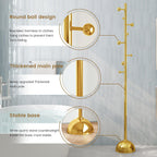 Metal Freestanding Coat Tree with 8 Hooks, Sturdy Coat Rack Stand with Sturdy Base for Clothes/Hats/Bags/Scarves, Coat Rack for Bedroom, Office, Living Room, Entryway, Heavy Duty Base, Gold