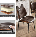 Dining Chairs Set of 8, Mid Century Modern Dining Room Chairs, Upholstered Faux Leather Kitchen Chairs with Walnut Bentwood Back and Metal Legs