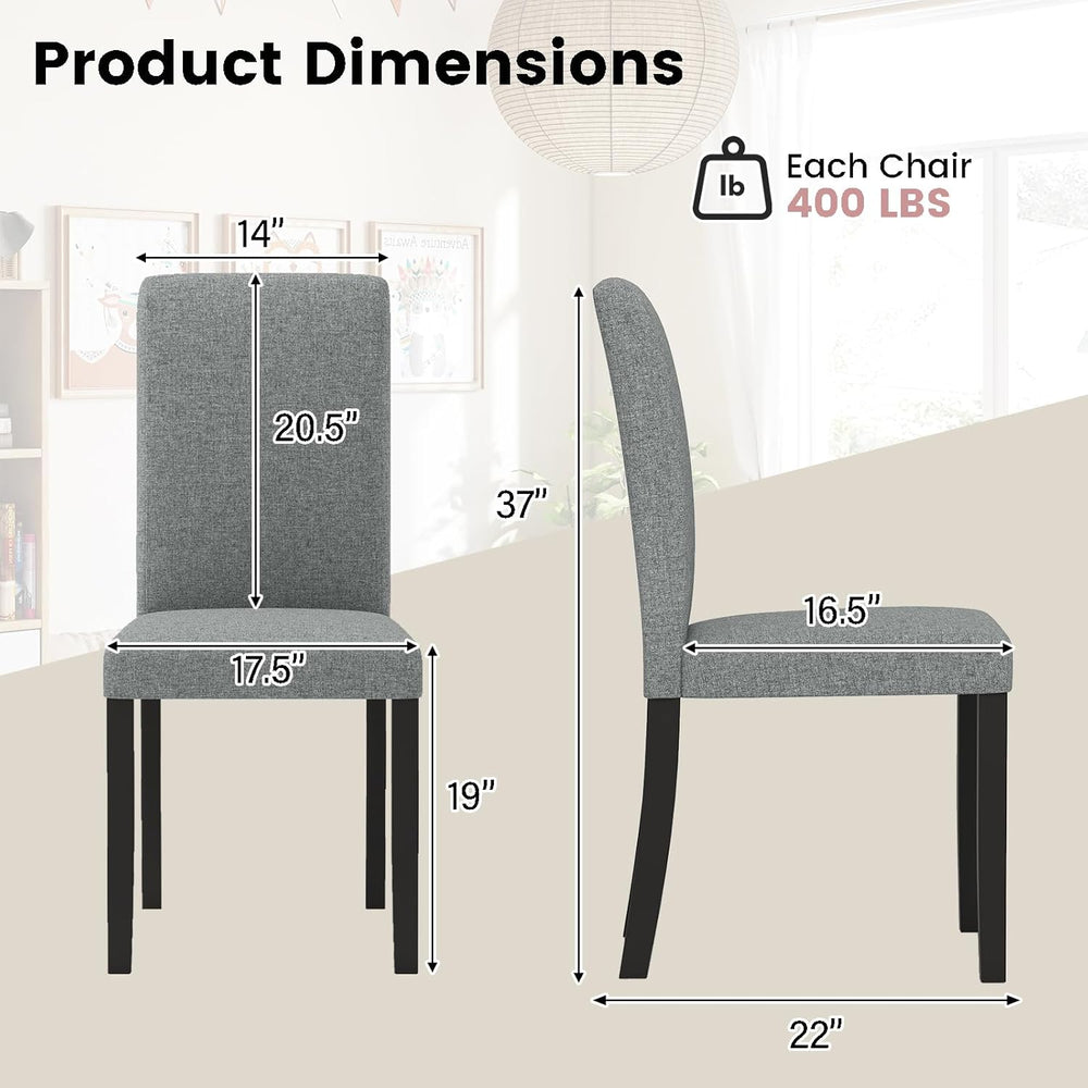 Giantex Upholstered Dining Chairs Set of 4, Mid-Century Modern Fabric Parson ...