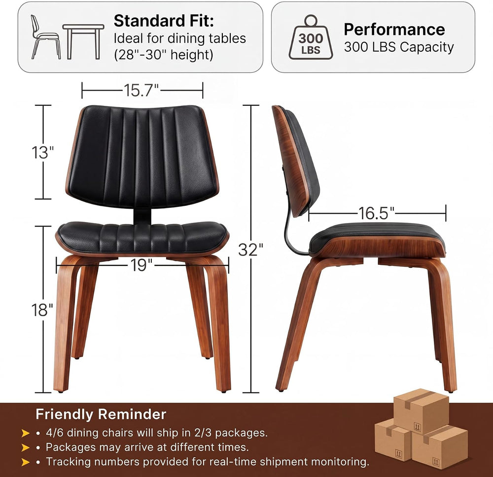 Mid Century Modern Dining Chairs Set of 4, Farmhouse Faux Leather Upholstered...