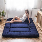 MAXYOYO Japanese Floor Mattress Futon Mattress, 4" Thicken Tatami Mat Sleeping Pad Foldable Roll Up Mat Boys Girls Dormitory Pad Kids Floor Lounger Pillow Bed, Charcoal Grey, Queen Size