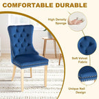 51 Inch Glass Dining Table Set for 4, Rectangular Glass Kitchen Table with 4 Upholstered Velvet Accent Chairs, 5 Piece Modern Dining Room Set, for Home, Apartment, Small Spaces - Blue Gold
