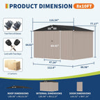 8x10 FT Metal Storage Sheds Outdoor with Solar Light, MetalTool Shed with Lockable Door, MetalYard Sheds Garden Shed Kit, Metal UtilitySheds Buildings with Air Vent for Backyard Garden Patio Lawn