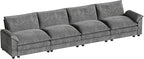Homall 159" Modular Sectional Sofa, Linear Sofa Couch with Double-Layer Cushion, DIY Combination Chenille Deep 4-Seat Cloud Couch for Living Room, Apartment (Light Grey, Linear Sofa)