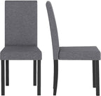 COSTWAY Fabric Armless Dining Chairs Set of 2, Upholstered Kitchen Side Chair w/Rubber Wood Legs, Padded Seat & High Backrest, Mid-Century Modern Accent Chairs for Living Room Restaurant (Dark Gray)