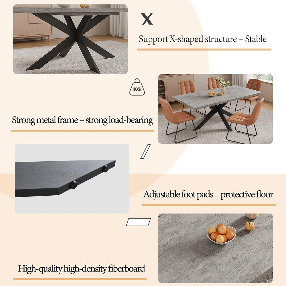 ZckyCine 7-Piece Dining Table Set, 63"-79" Extendable Rectangular W...