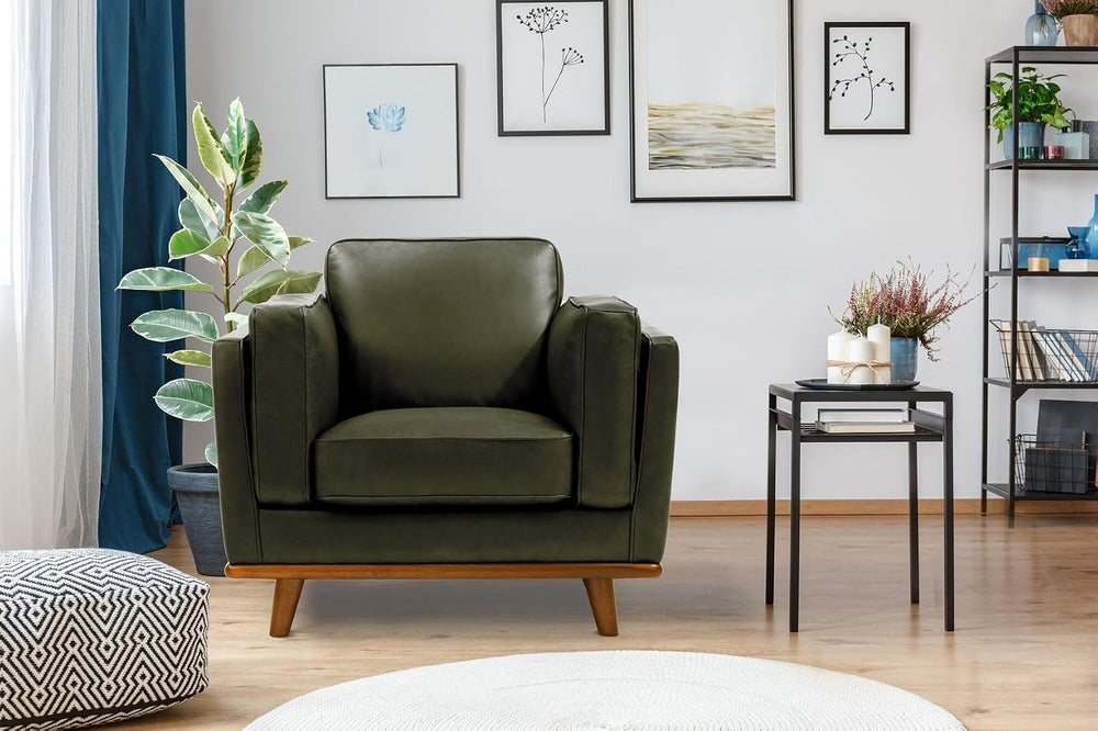 Valencia Artisan Full Leather Accent Chair 41.5” | Pure Full Italian Nappa Le...