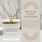 Clear Transparent Hotel Style Apothecary Tempered Glass Canister Jar W/ Gold Metal Lid Cover, Classic Countertop Organizer for Cotton balls/pads, Floss Picks, Makeup Storage