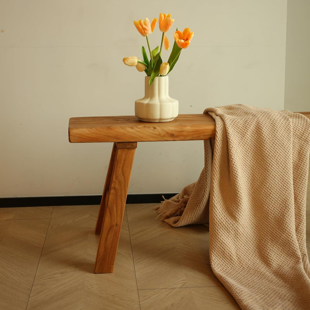 Wooden Bench Indoor – Rustic Farmhouse Narrow Entryway Bench with Slim Skinny...