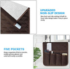 Sofa Armrest Organizer Non-Slip Arm Chair Bedside Storage Caddy Organizer Armchair Caddy for Recliner Couch Remote Holder with 5 Pockets for Cell Phone TV Remote Control Magazines (Coffee)